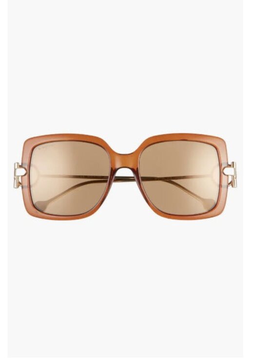 NEW Salvatore Ferragamo Gancio 55mm Square Brown Sunglasses main image 4